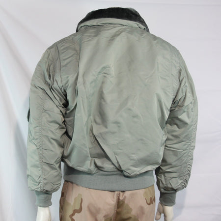 Highlander MA2 USAF Style Bomber Jacket F Fur Collar Padded Silver Grey XS-S