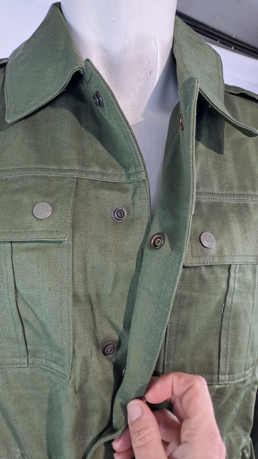 Genuine Surplus Hungarian Army Field Jacket Badged Canvas 38-40" Olive (3057B)