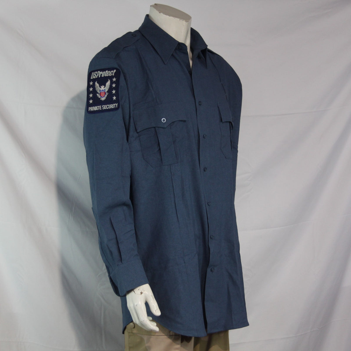 US Private Security Company Shirt Long Sleeve Blue 16.5" Collar (4212)