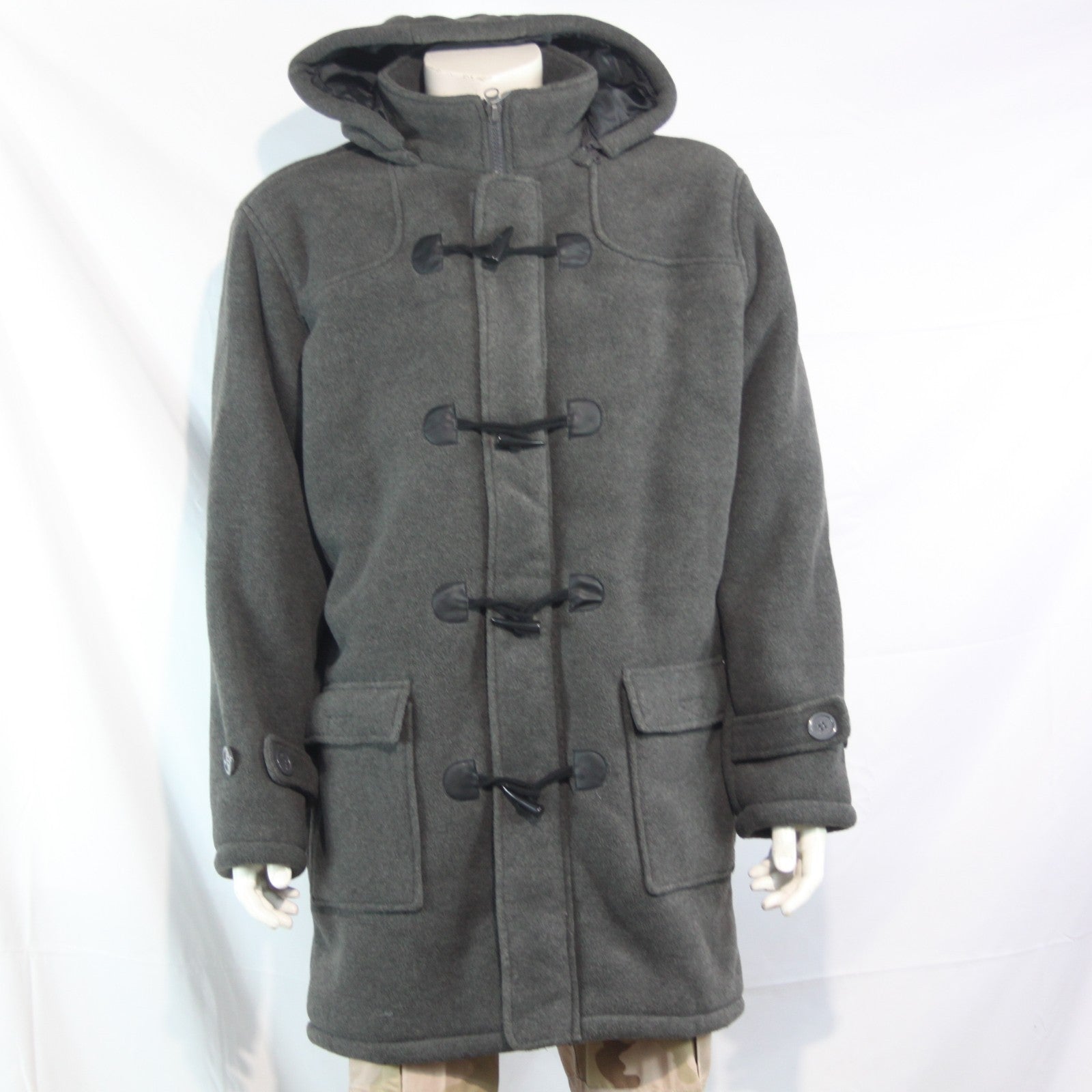 Himalaya Duffel Coat Grey Fleece Winter Coat Toggles Mens Large (3803)