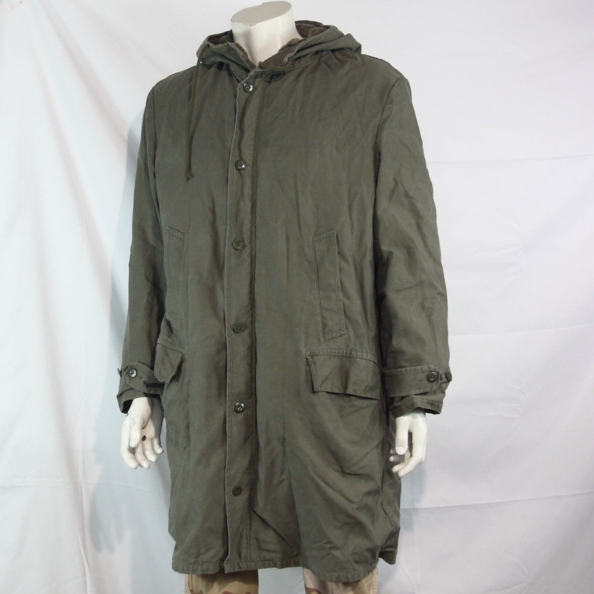 Vintage German Army Olive Parka Genuine Surplus Winter Coat Lined 42-44" (3795)