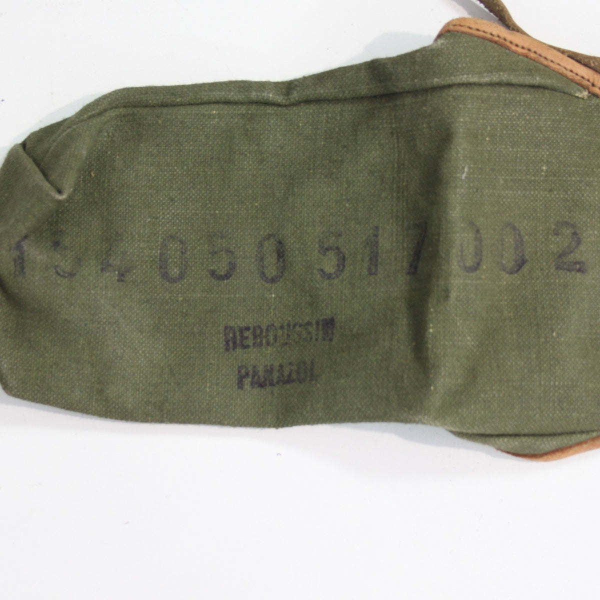 Genuine Surplus French Army Canvas Pouch Vintage Leather Trim (3467)