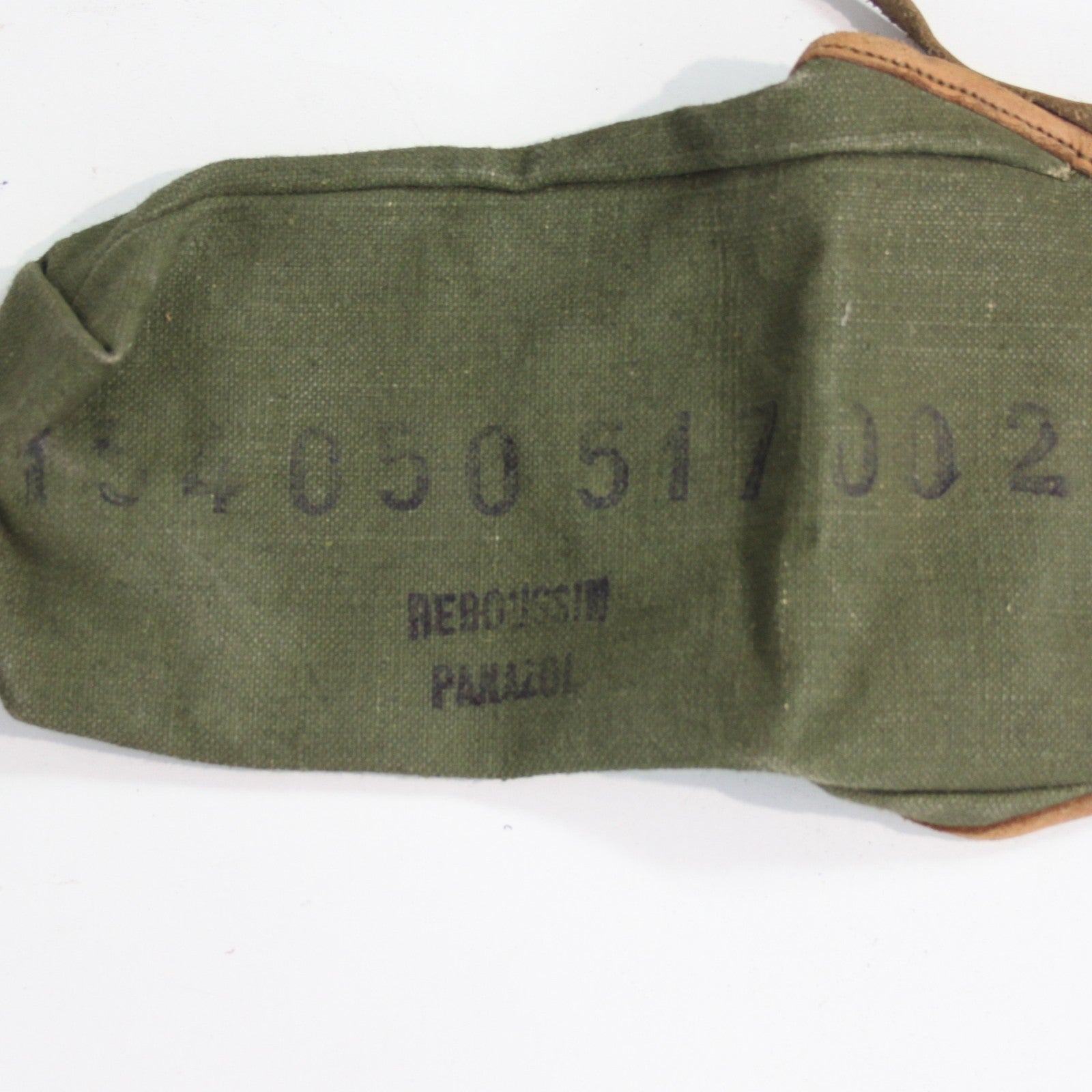 Genuine Surplus French Army Canvas Pouch Vintage Leather Trim (3467)