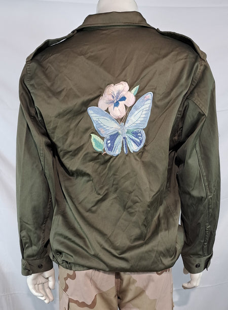 Genuine Surplus French Army Olive F2 Jacket Embroidered Butterfly 40-42" (3068)