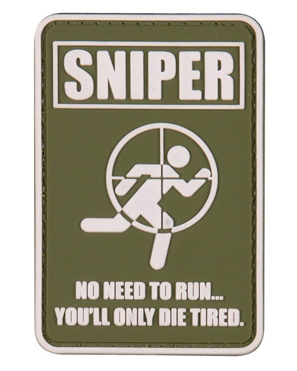 KT Sniper No Need to Run PVC Rubber Morale Patch tactical hook 3D Army Airsoft