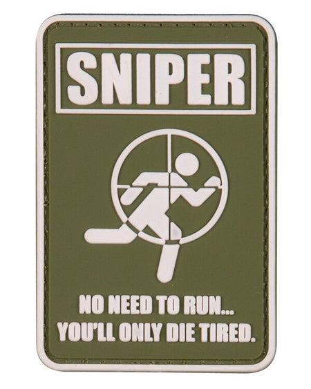 KT Sniper No Need to Run PVC Rubber Morale Patch tactical hook 3D Army Airsoft