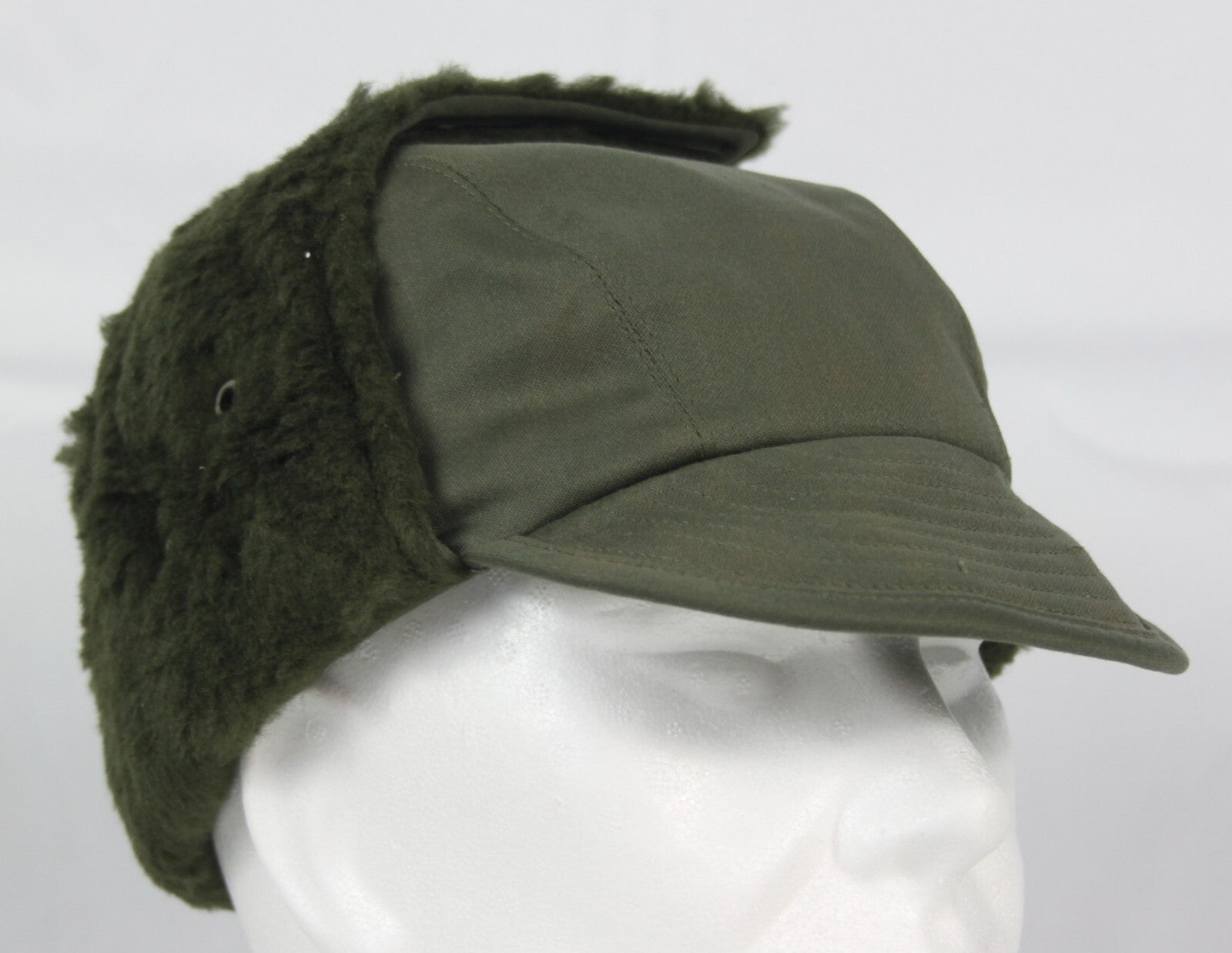 Genuine Surplus French Army Winter Hat Fur-lined Olive Green Peaked Thermal NEW
