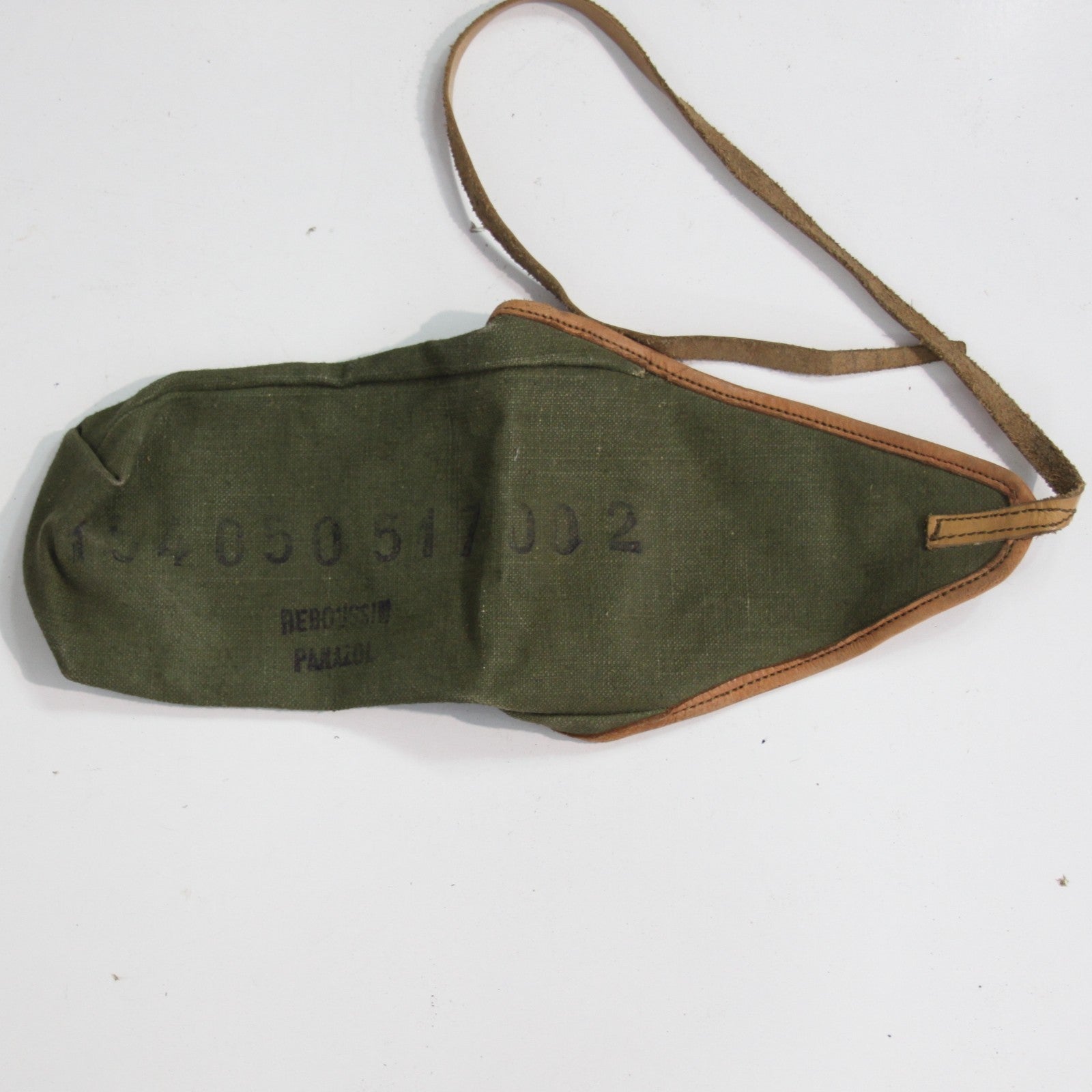 Genuine Surplus French Army Canvas Pouch Vintage Leather Trim (3467)