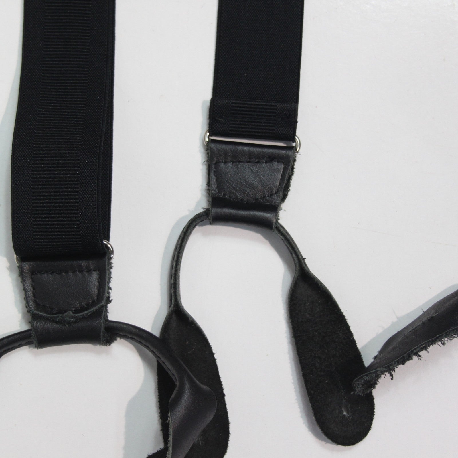 Black Braces Button Fasten with Leather Ends XL 115cm (4098)