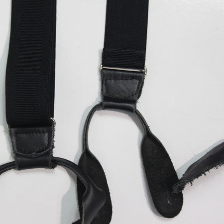 Black Braces Button Fasten with Leather Ends XL 115cm (4098)