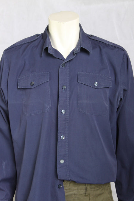 Genuine Surplus Vintage Royal Navy / RAF Cotton Working Shirt Blue