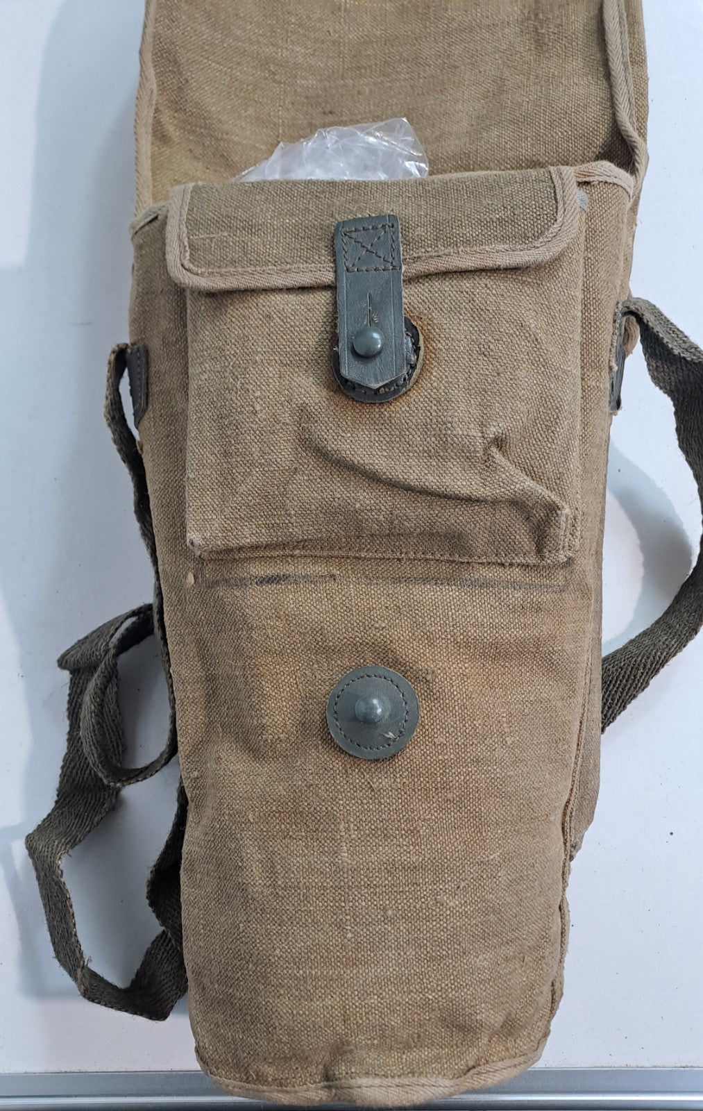 Genuine Surplus Italian Vintage WW2  Mask Bag Side Bag Canvas (1712)