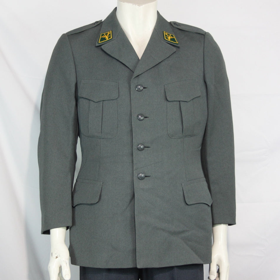 Genuine Surplus Swiss Army Dress Jacket 4 Button Badged Blue Grey All Sizes 3313