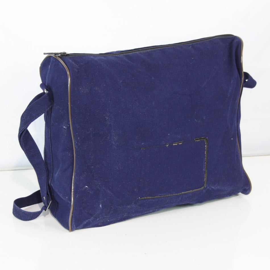Navy Blue Fabric Side Bag Brushed Feel Fabric Flexible Rigid Base (3446)