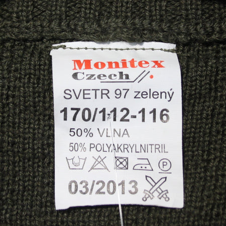 NEW Czech Army Khaki Green Jumper 50% Wool V-Neck 42-44" (4060)