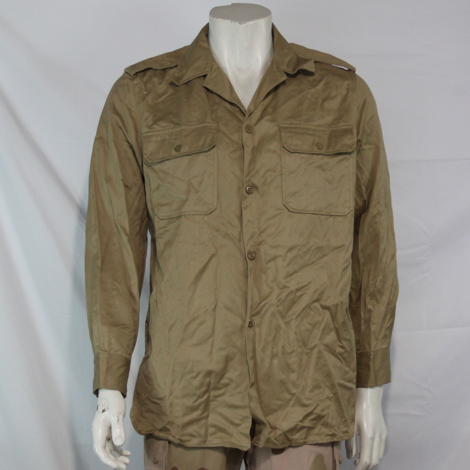 Genuine Surplus Greek Army Chino M47 Cotton Long Sleeve Shirt Beige (3415)