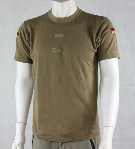 Genuine Army Surplus German T-Shirt Khaki Short Sleeve Tan Cotton Blend Vintage 