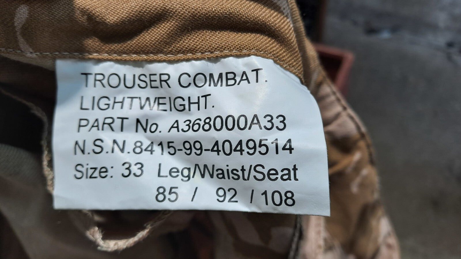 Genuine Surplus British Army Aircrew Desert Camo Combat Trousers FR (3070)