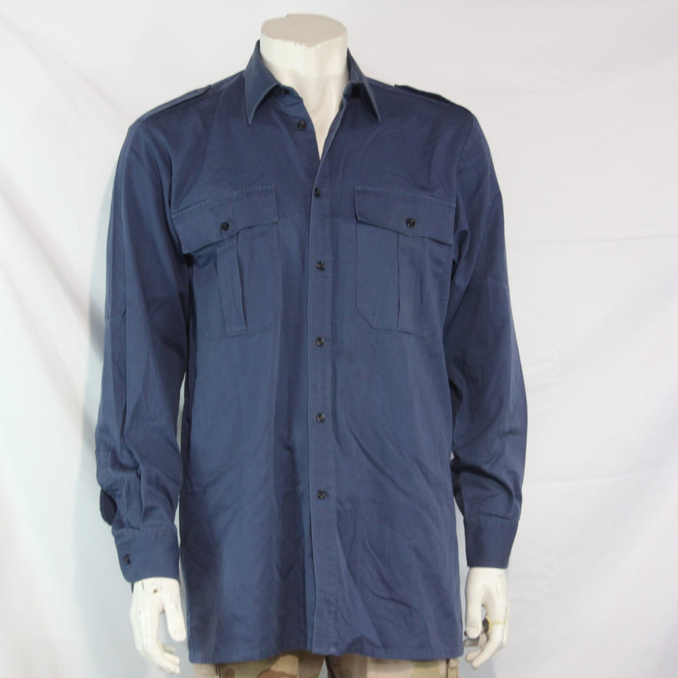 Blue Polycotton Military Office Work Shirt Long Sleeve Genuine Surplus  (4229)