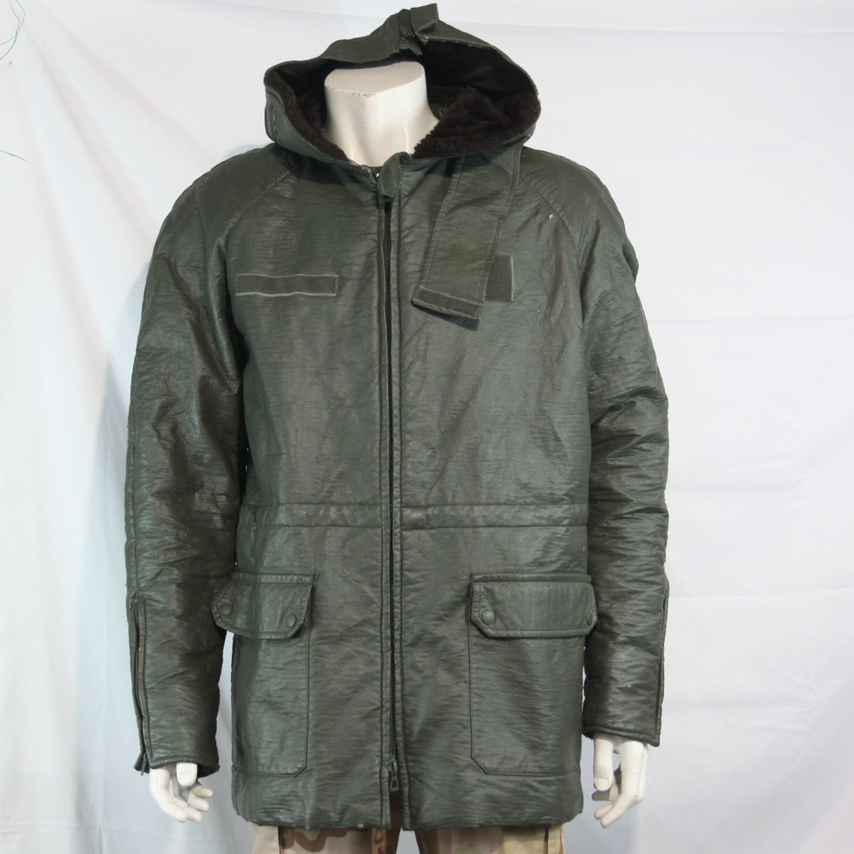 Genuine Surplus French Military Leather Style Cold Weather jacket Olive (3792)