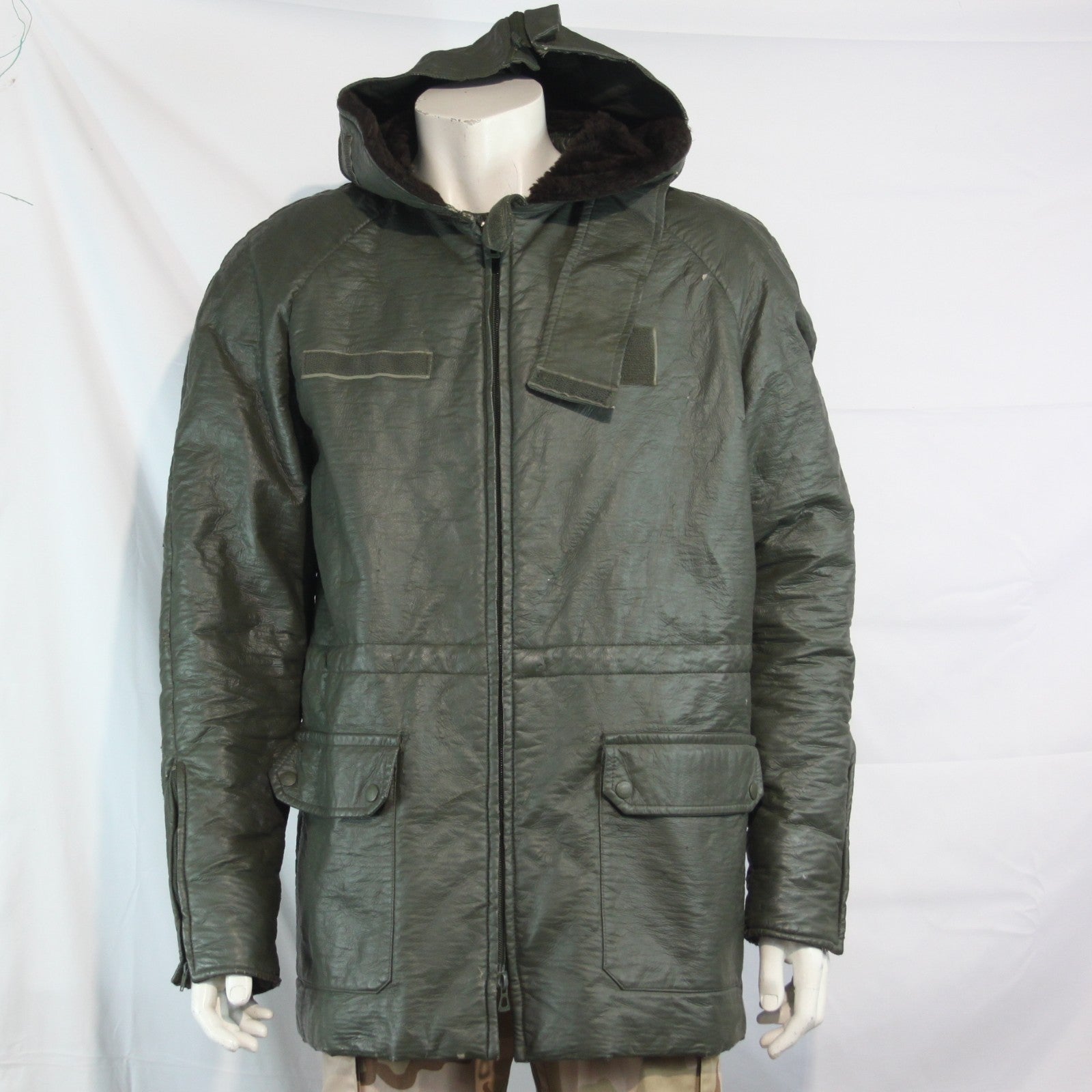 Genuine Surplus French Military Leather Style Cold Weather jacket Olive (3792)