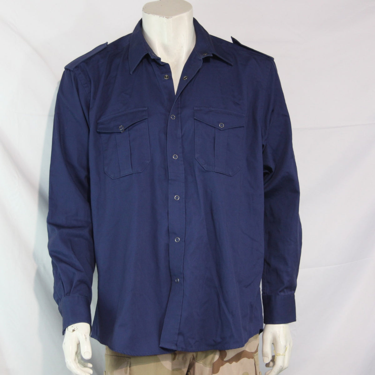 Dutch/Belgian Army Navy Blue Work Shirt Genuine Surplus 41-42cm collar (4219)