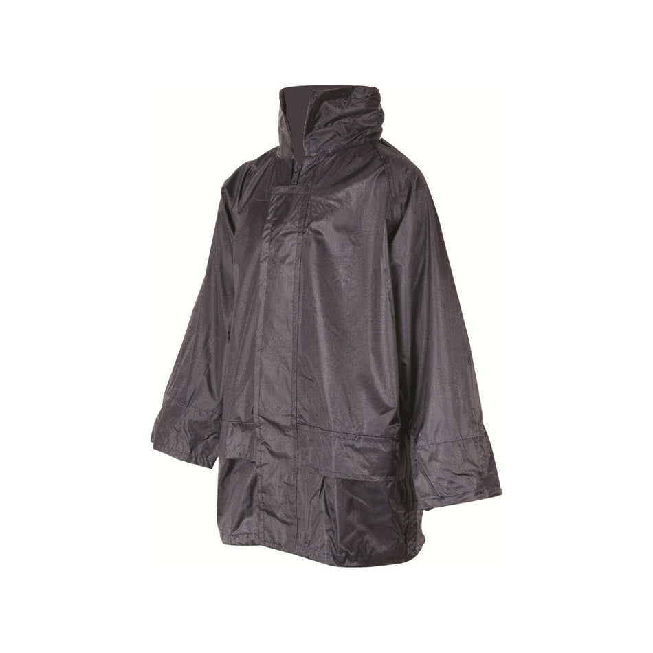Kids Stormguard Waterproof Coat Jacket Raincoat PVC Packaway Navy Boys Girls