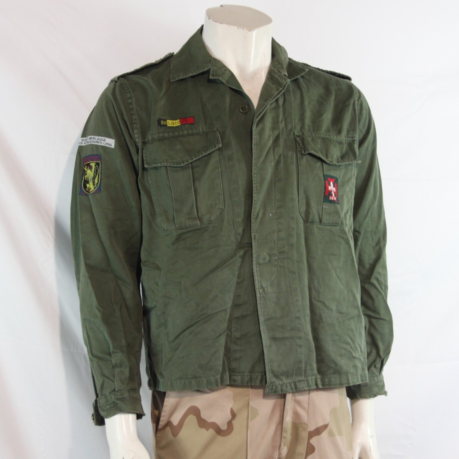 Genuine Surplus Boy Scouts of Belgium Olive Army Shirt 37" 1977 (4264B)