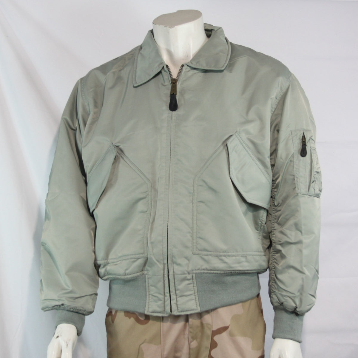 Highlander MA2 Bomber Jacket Plain Collar Padded Silver Grey Medium