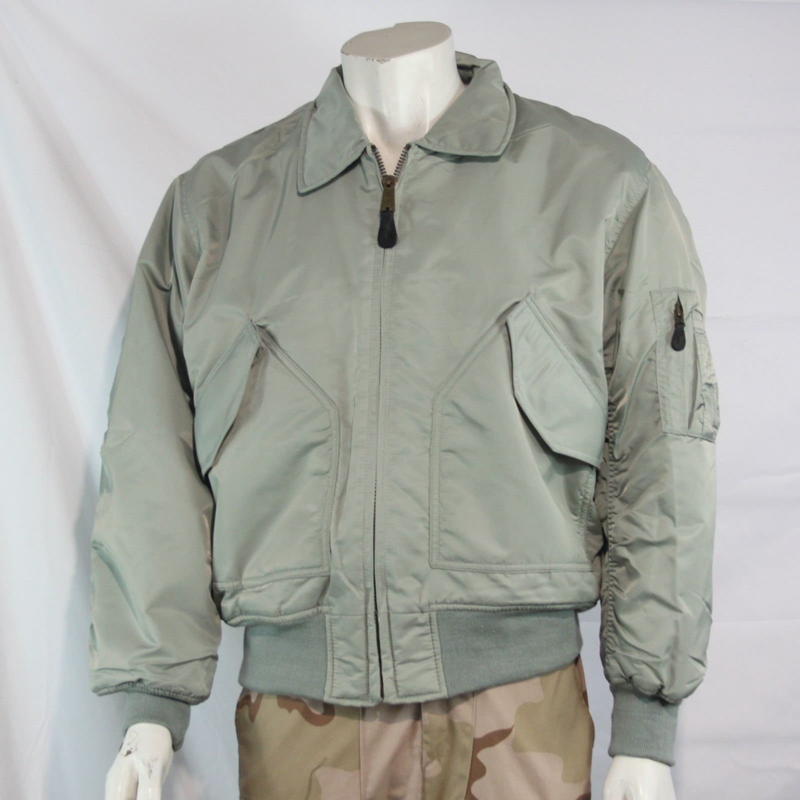 Highlander MA2 Bomber Jacket Plain Collar Padded Silver Grey Medium