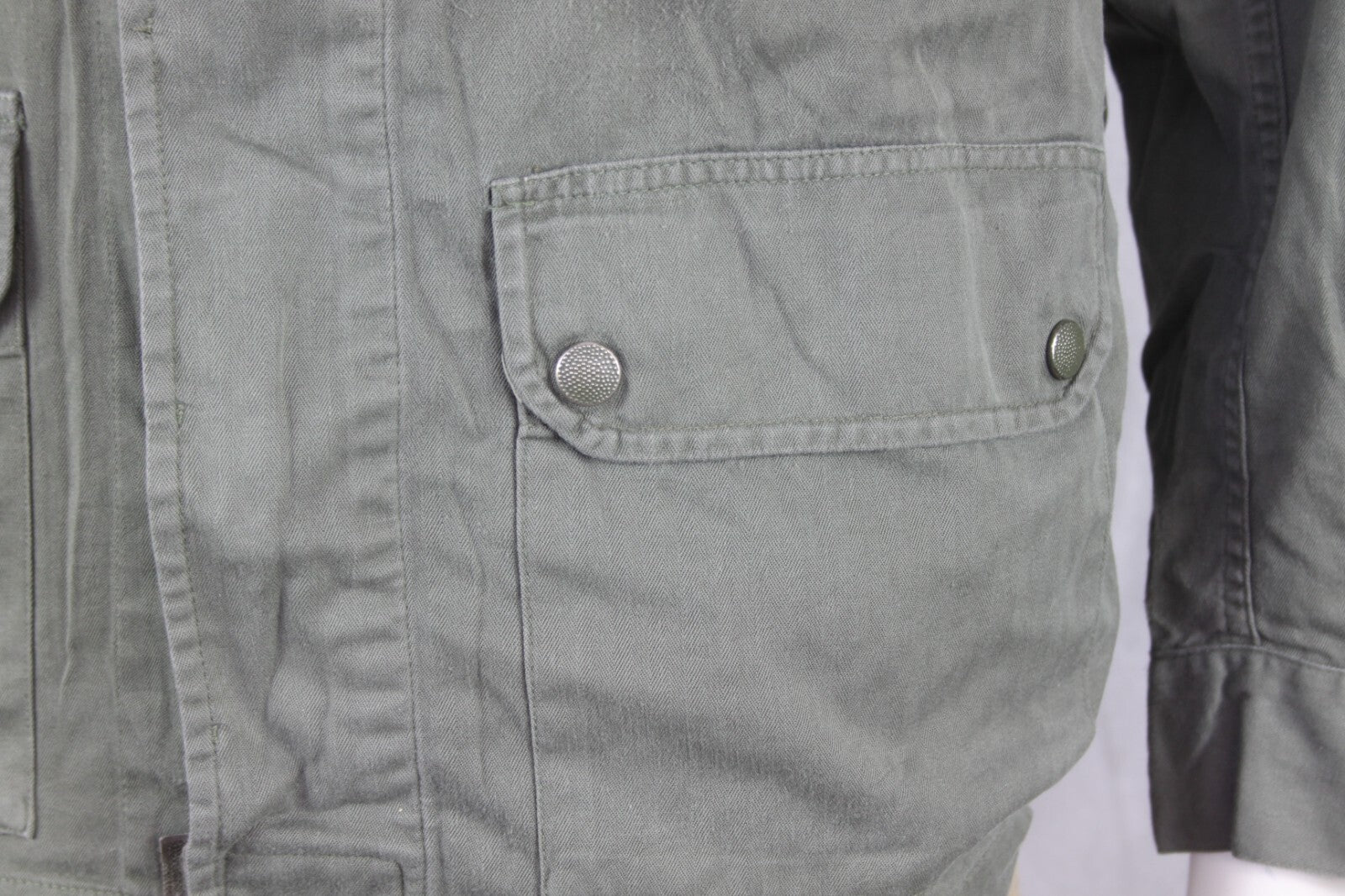 Genuine Surplus French Army F2  Vintage Combat Jacket Olive Green Canvas 3310