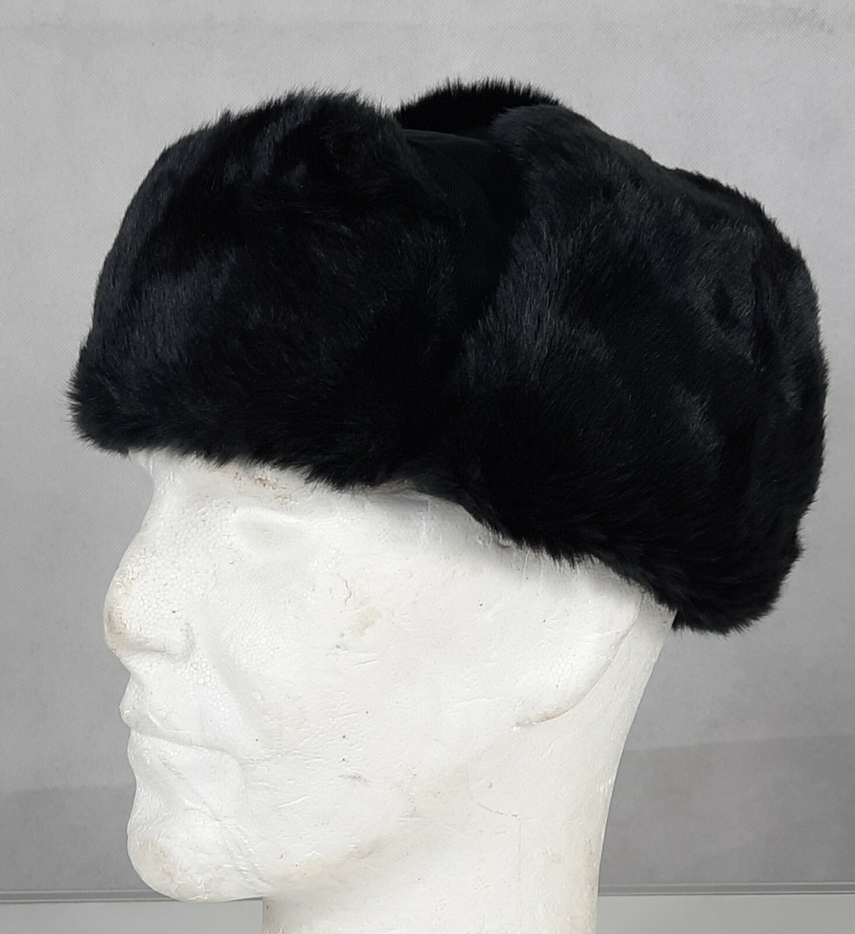 Cossack Hat Winter Black Thermal Faux Fur Trapper Hat Size Small Adult