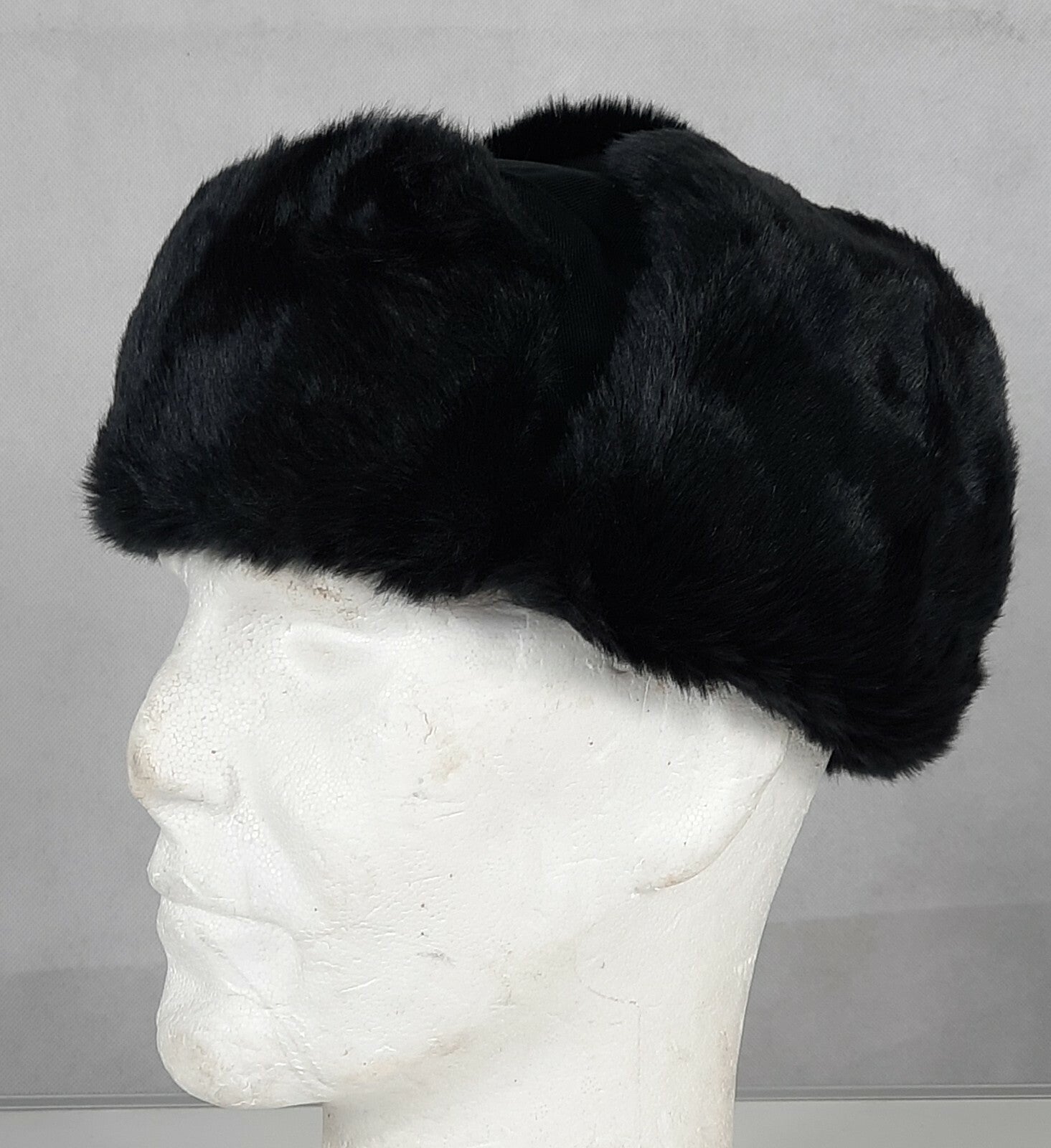 Cossack Hat Winter Black Thermal Faux Fur Trapper Hat Size Small Adult