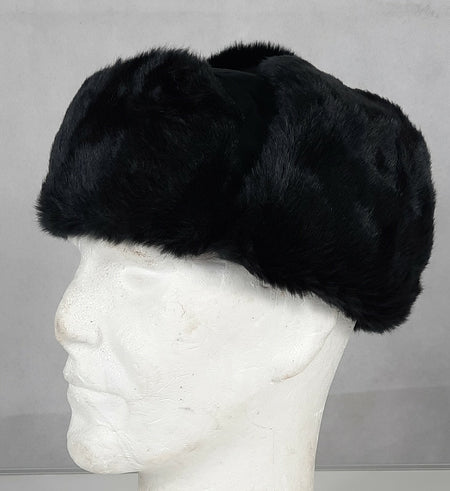 Cossack Hat Winter Black Thermal Faux Fur Trapper Hat Size Small Adult