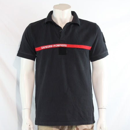 Genuine Surplus French Army Polo Shirt Navy Red Stripe Cotton (4260)