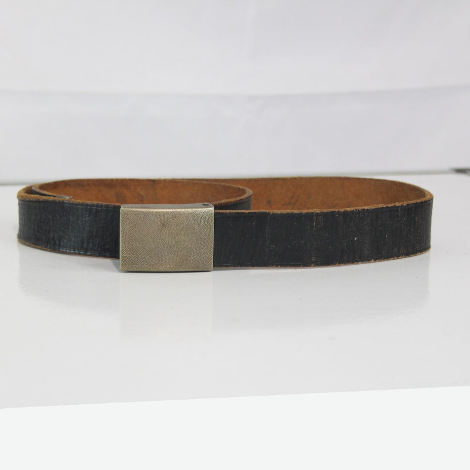 Vintage German Army Leather Belt Black 30mm Strong Genuine Surplus (4088)