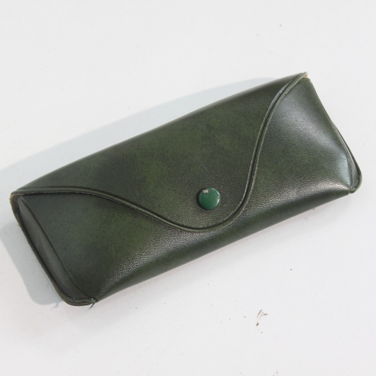1970's Vintage Green Faux Leather Sunglasses Spectacle Case Military Issue (3988