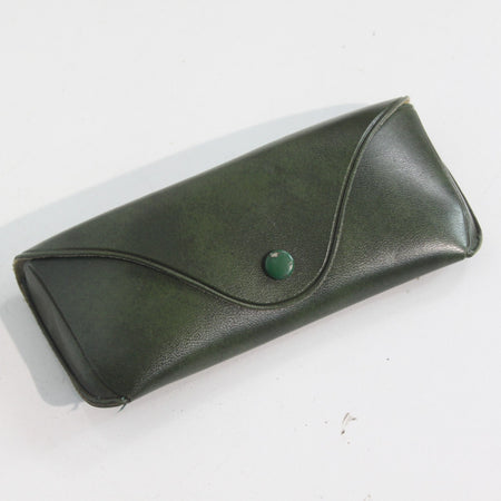 1970's Vintage Green Faux Leather Sunglasses Spectacle Case Military Issue (3988