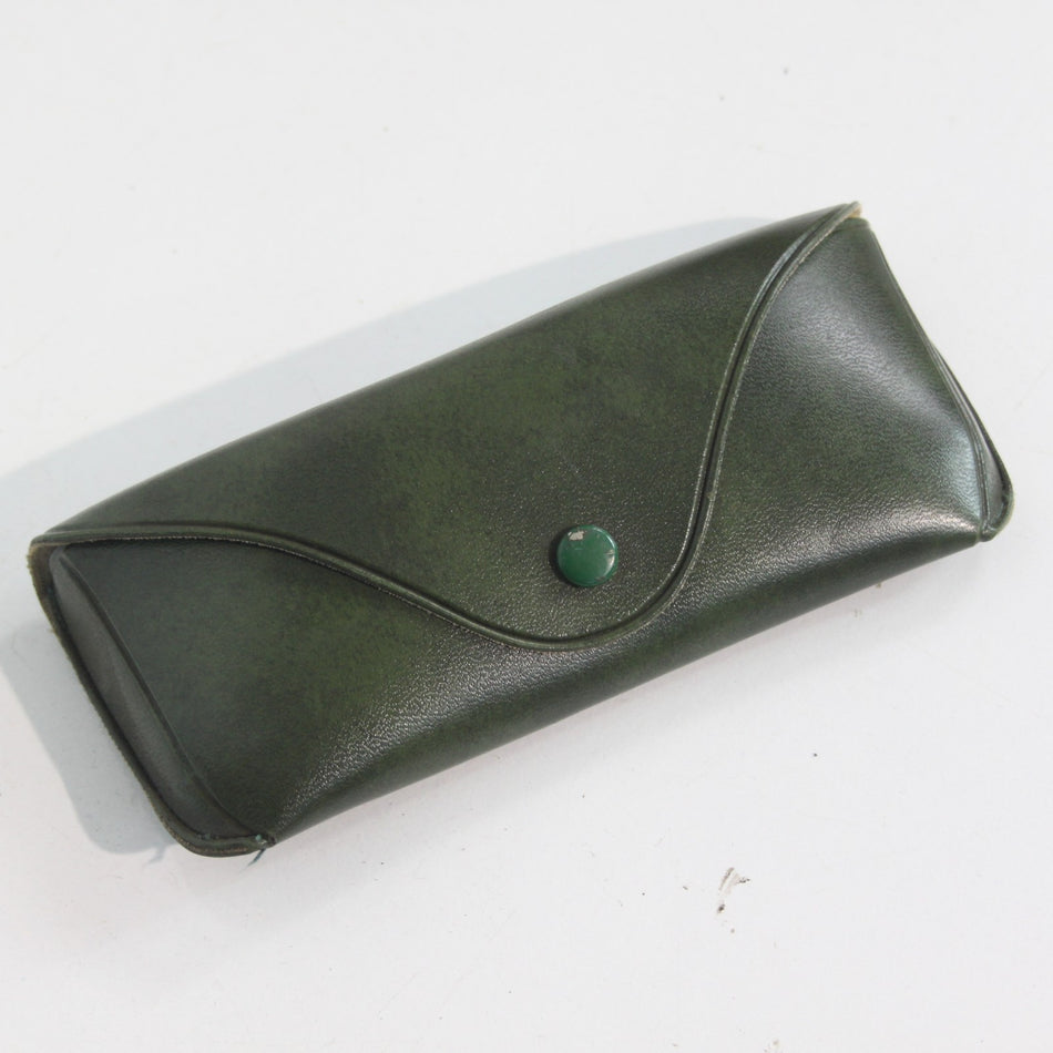 1970's Vintage Green Faux Leather Sunglasses Spectacle Case Military Issue (3988
