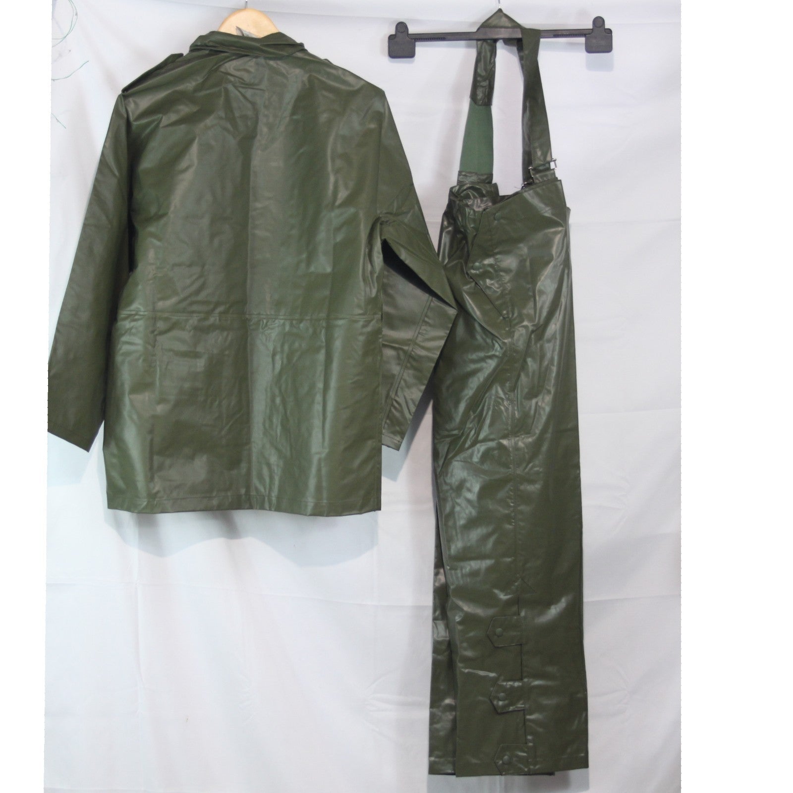Waterproof Jacket Trouser Set PVC Coated Olive French Army Genuine Surplus(3952)