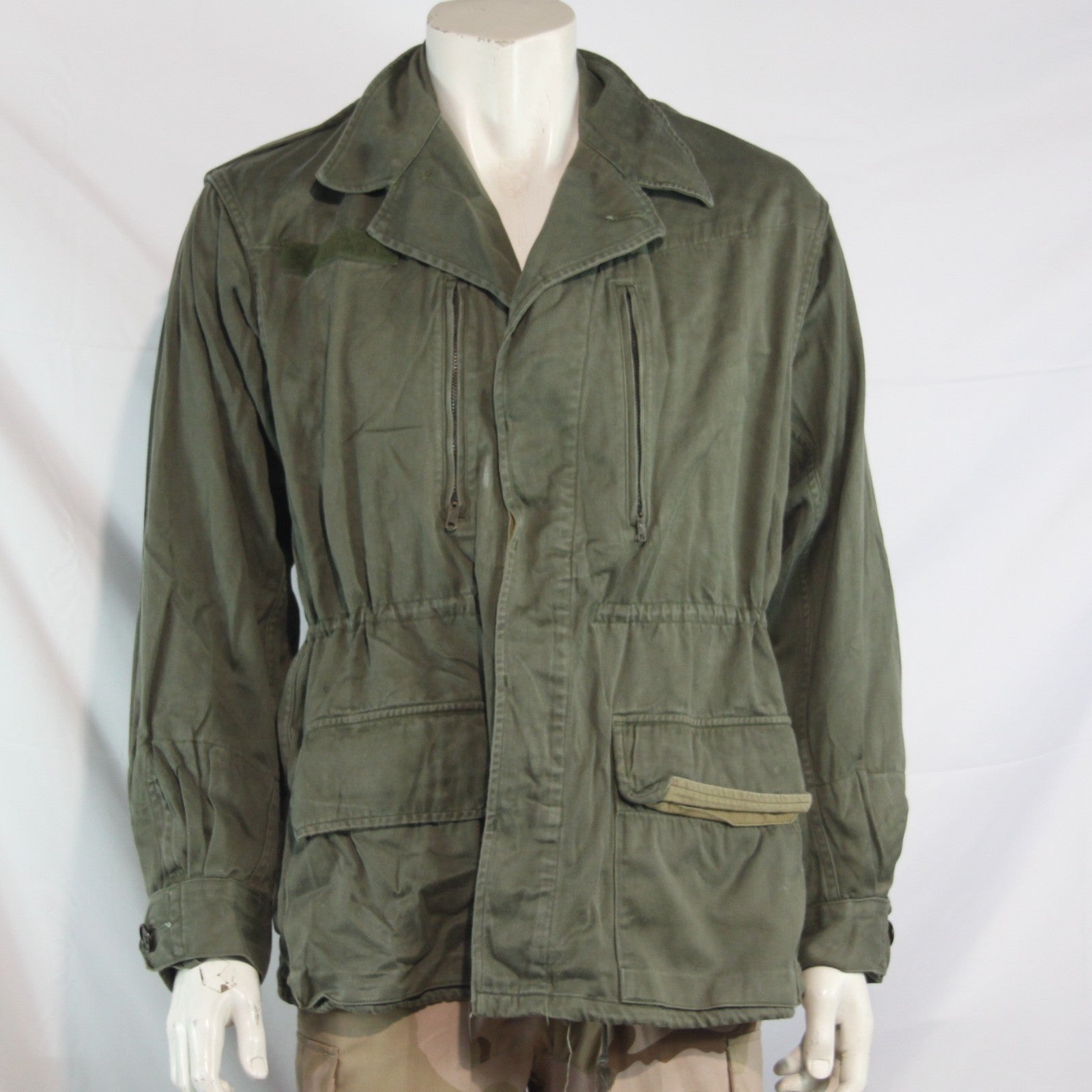 1960's Vintage Genuine Surplus French Army Jacket Cotton Olive G1 42-44" (4032)