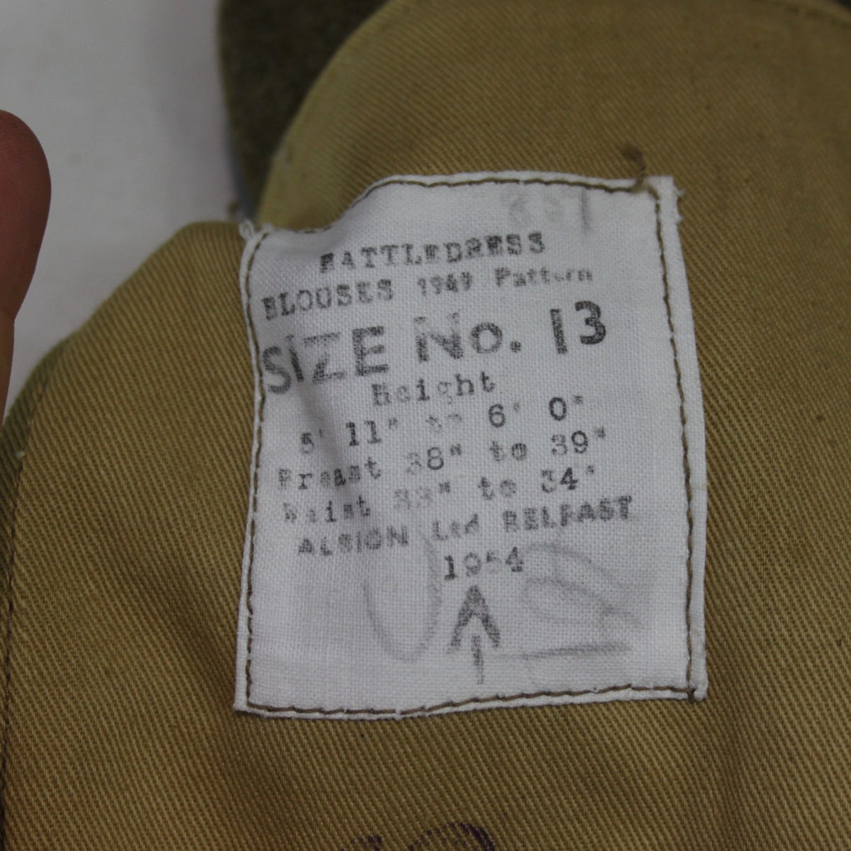 1954 British Army Battle Dress Short Uniform Jacket Wool 38" Chest Brown (3542)
