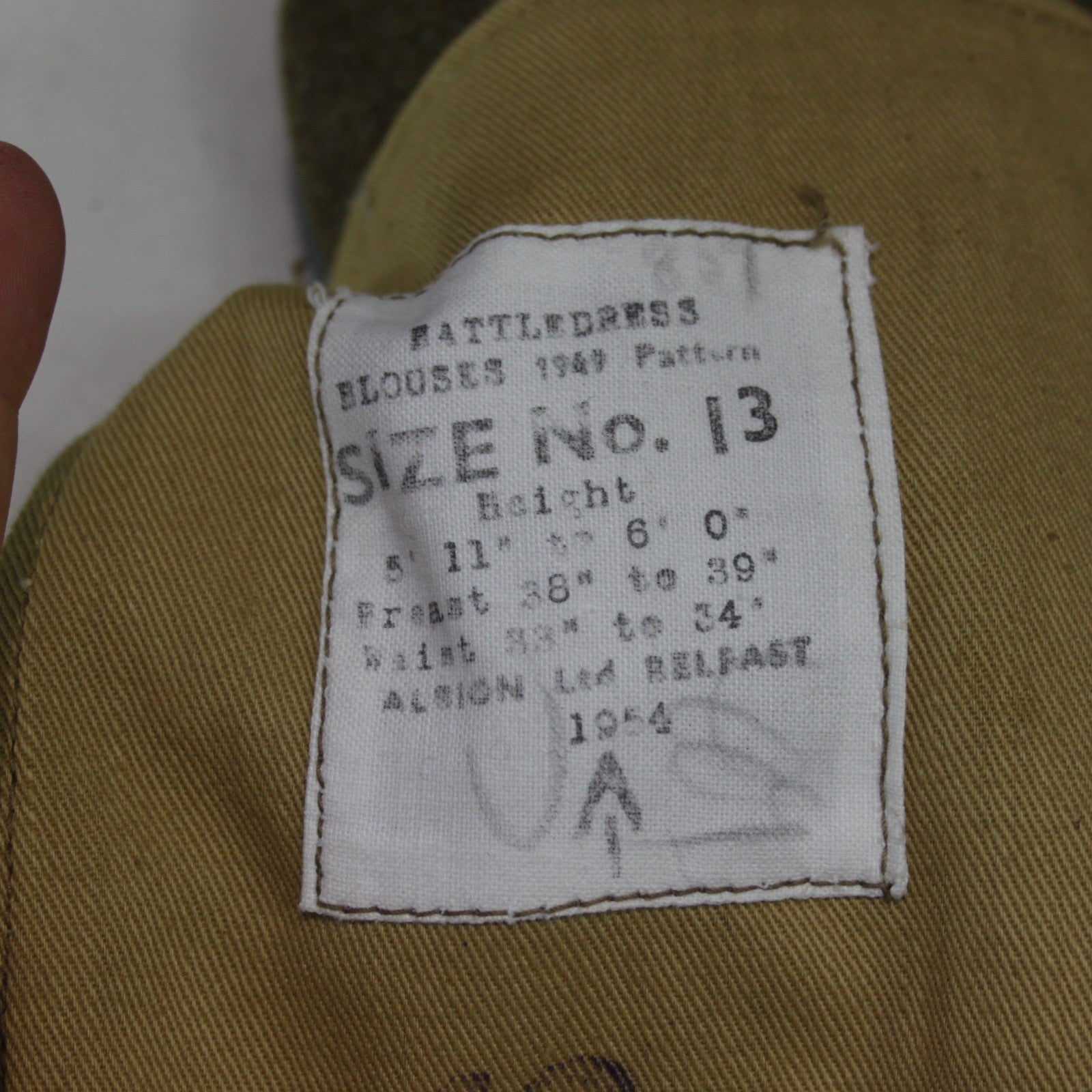1954 British Army Battle Dress Short Uniform Jacket Wool 38" Chest Brown (3542)