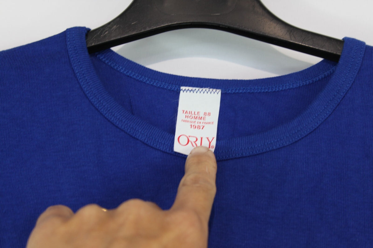 Genuine Surplus French Vintage Stretch Fit Blue  T-Shirt Short Sleeve Ex Army 36