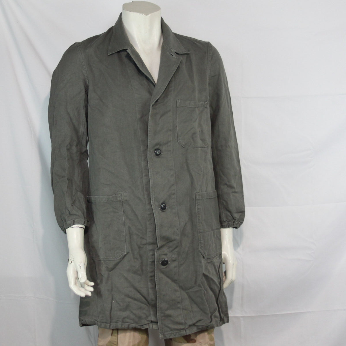 Genuine Surplus Vintage Herringbone French Army Warehouse Coat Grey 38" (3336)