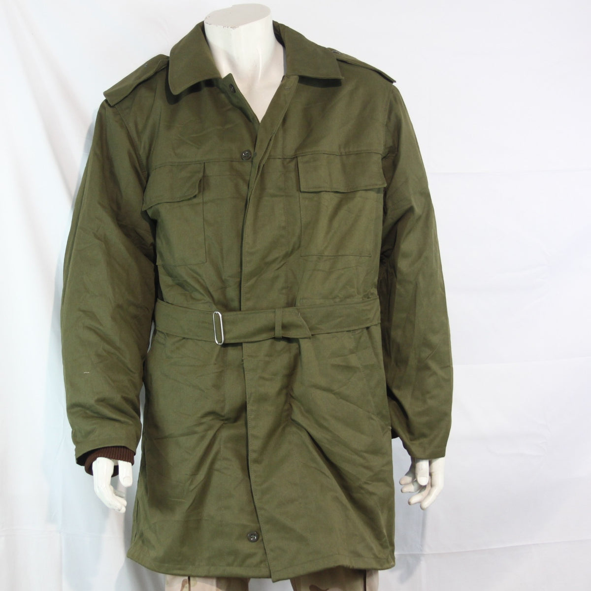Genuine Surplus Vintage Czech Army Olive FFur Canvas Belted Parka Canvas 3744