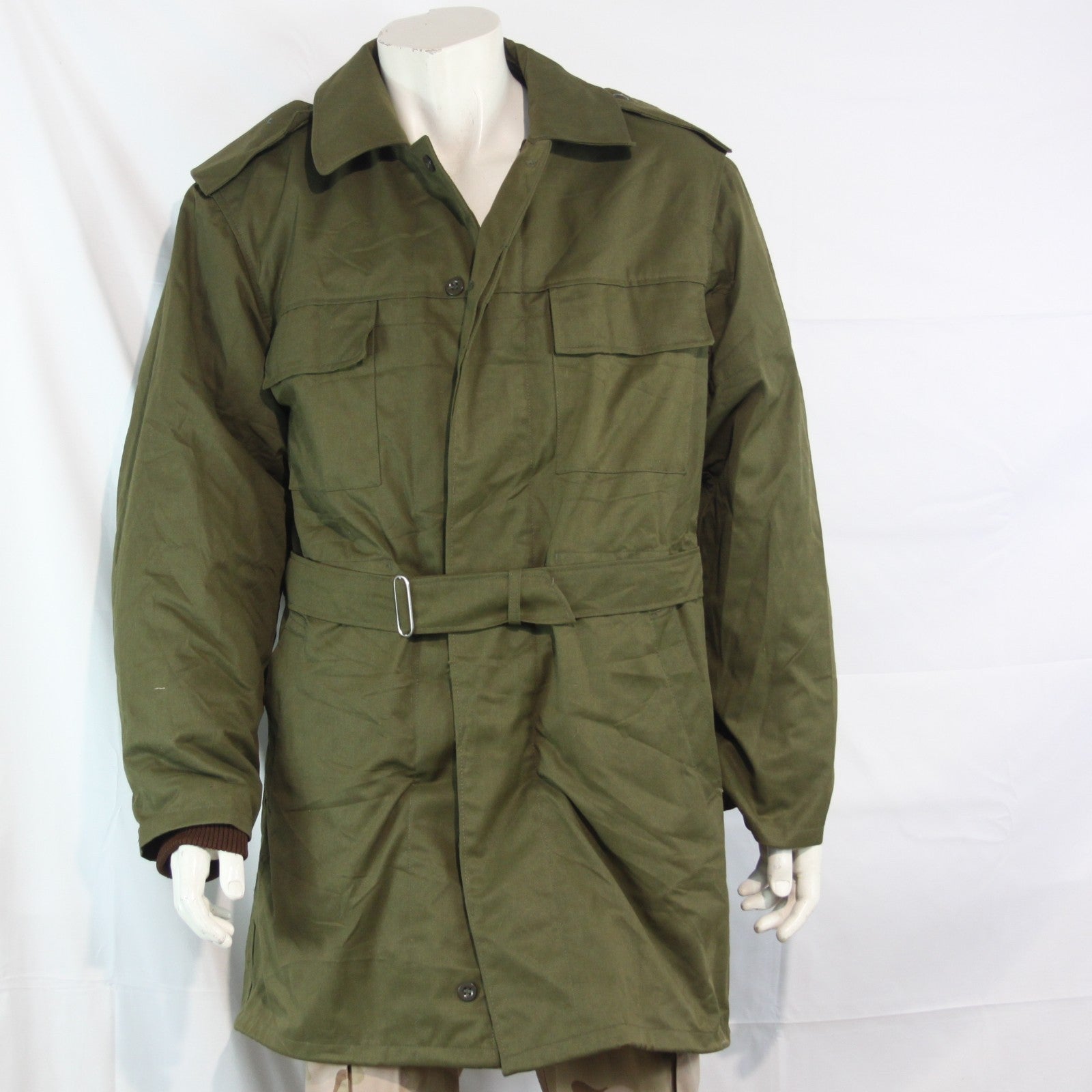Genuine Surplus Vintage Czech Army Olive FFur Canvas Belted Parka Canvas 3744