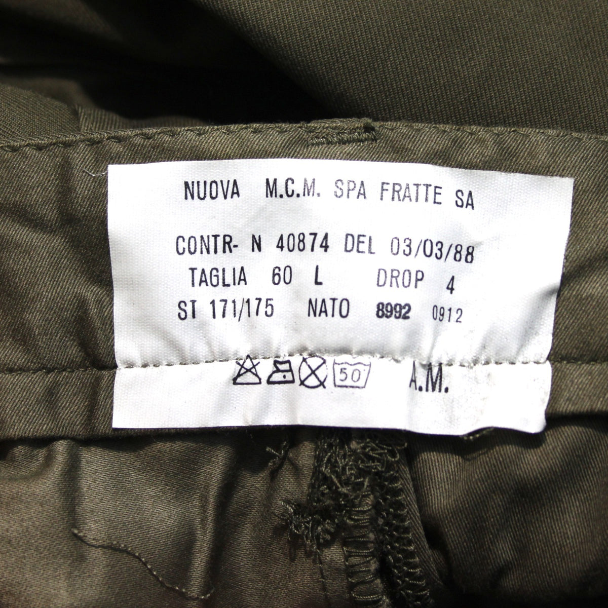 Genuine Surplus Italian Army Lightweight Olive Combat Trousers Knee Patch (3656)