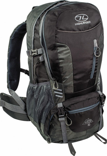 Highlander Hiker 30 Litre Rucksack Walking Backpack Black pack Daysack