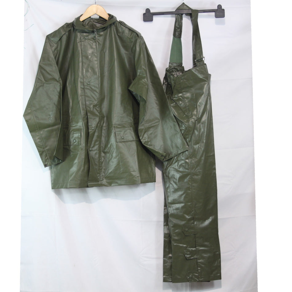 Waterproof Jacket Trouser Set PVC Coated Olive French Army Genuine Surplus(3952)